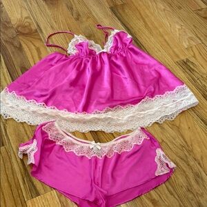 Victoria secret Elegant Pink Lace Trim Sleepwear Set (size S)